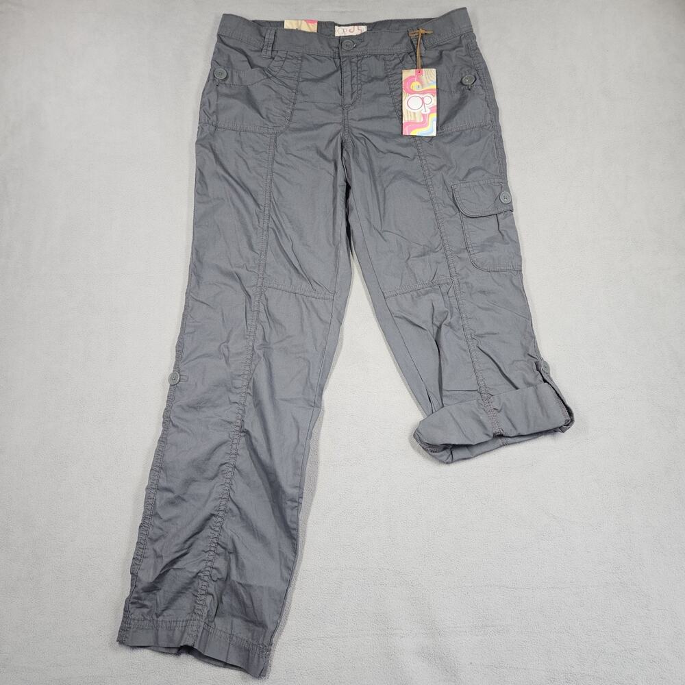 Y2K Ocean Pacific OP Cargo Pants Womens 13 Gray Utility Convertible Grunge Skate